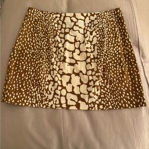 J.Crew Cream and Brown Patterned Mini skirt, Size 4